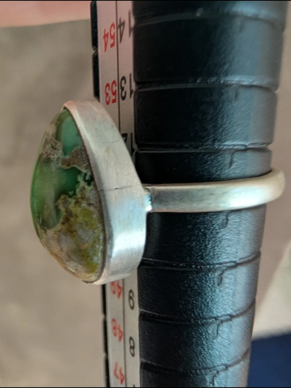 New Sterling Silver Teardrop Royston Turquoise Ring - Vibrant Green Size 6